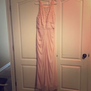 Pink Formal Lace Detail Long Dress